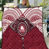 Personalised Cook Islands Mangaia Quilt Map With Kuki Airani Manta Ray Tattoo LT14 Maroon - Polynesian Pride