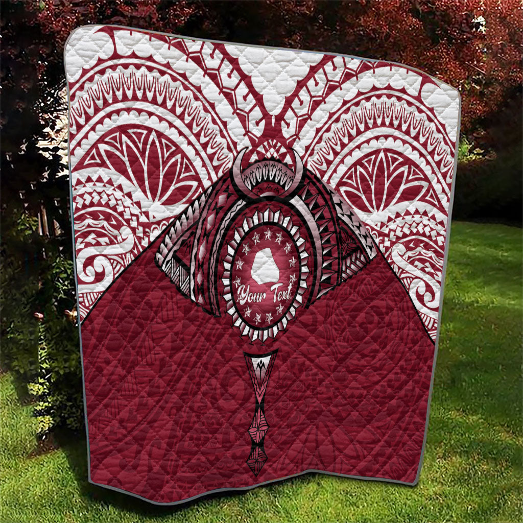 Personalised Cook Islands Mangaia Quilt Map With Kuki Airani Manta Ray Tattoo LT14 - Polynesian Pride