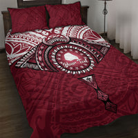 Personalised Cook Islands Mangaia Quilt Bed Set Map With Kuki Airani Manta Ray Tattoo LT14 Maroon - Polynesian Pride