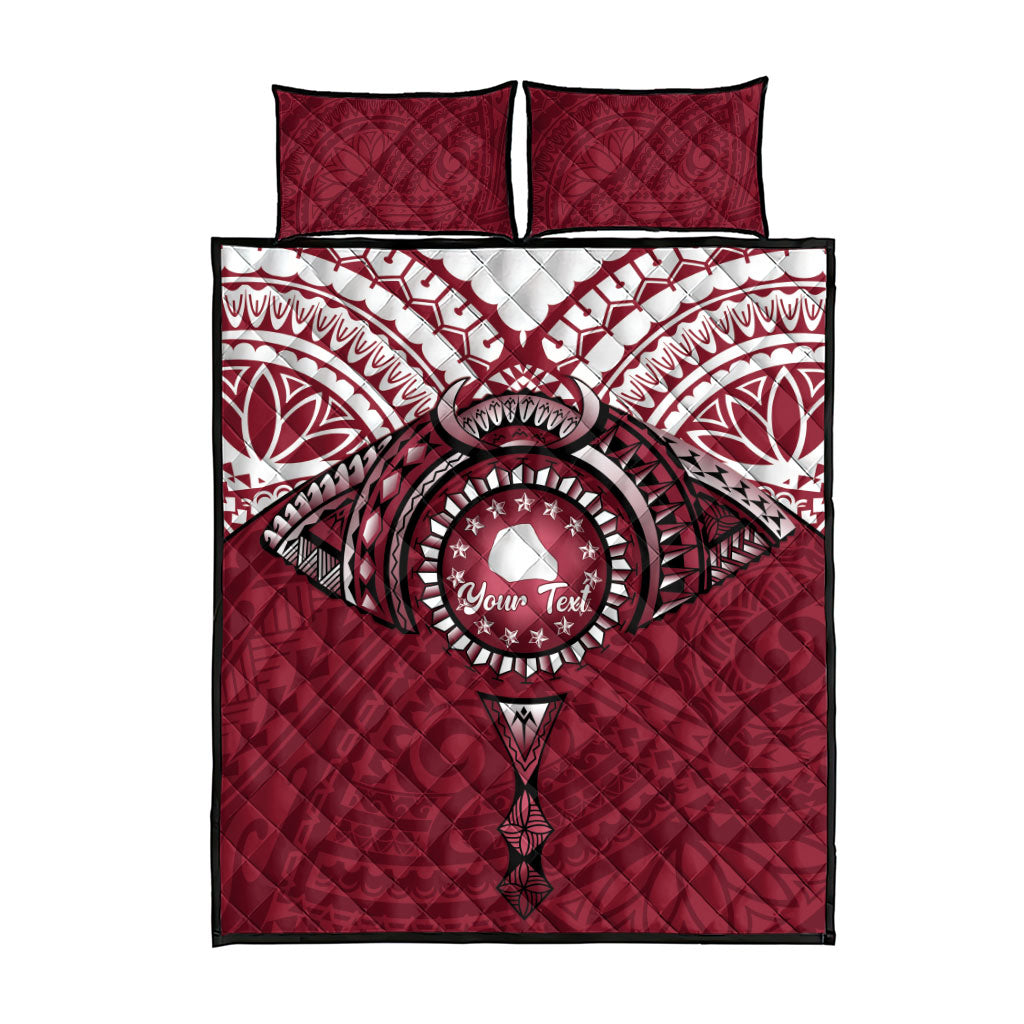 Personalised Cook Islands Mangaia Quilt Bed Set Map With Kuki Airani Manta Ray Tattoo LT14 - Polynesian Pride