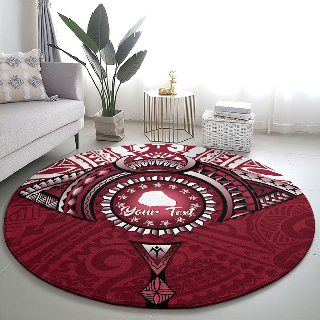 Personalised Cook Islands Mangaia Round Carpet Map With Kuki Airani Manta Ray Tattoo LT14 - Polynesian Pride