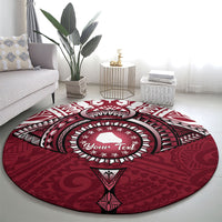 Personalised Cook Islands Mangaia Round Carpet Map With Kuki Airani Manta Ray Tattoo LT14 - Polynesian Pride