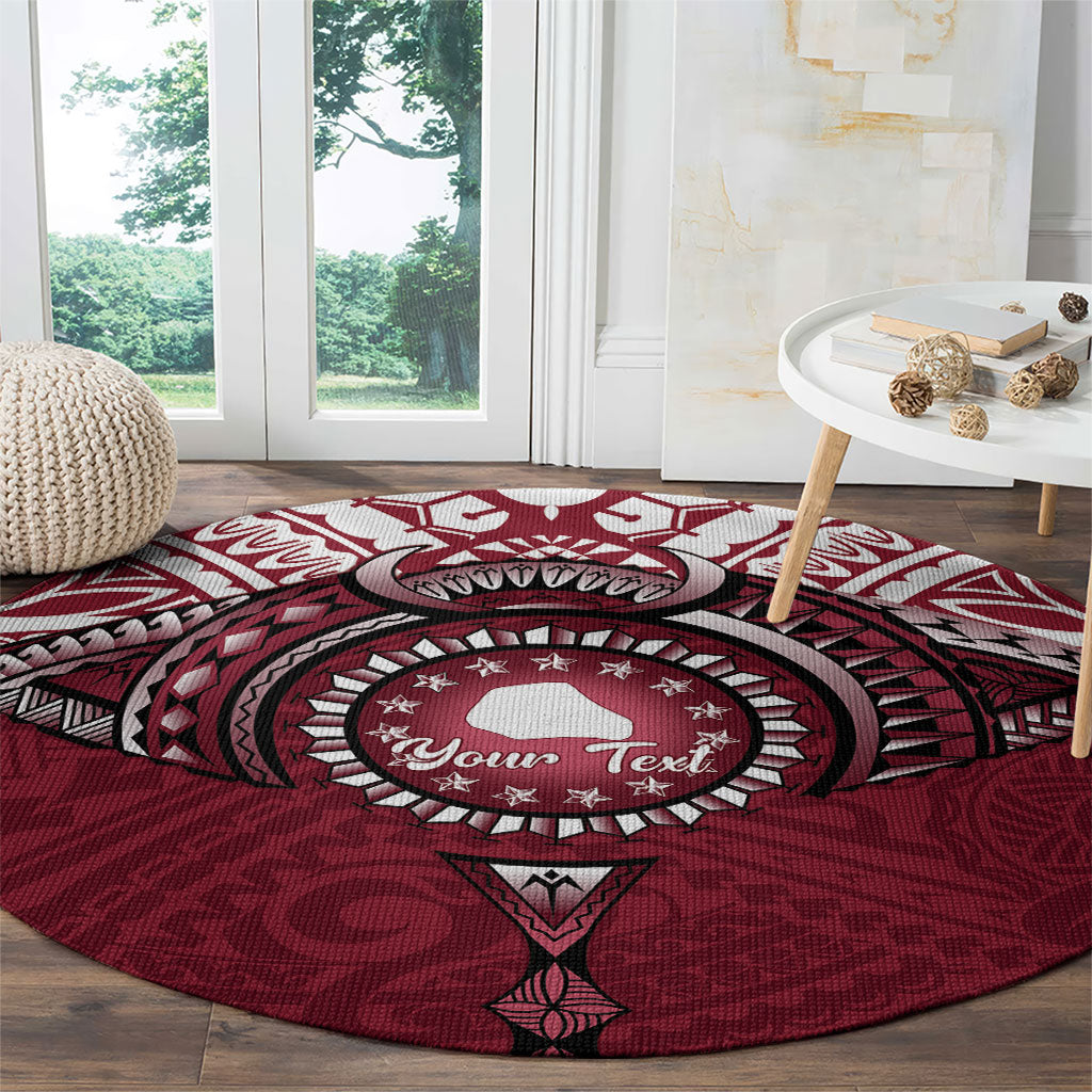 Personalised Cook Islands Mangaia Round Carpet Map With Kuki Airani Manta Ray Tattoo LT14 - Polynesian Pride