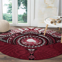 Personalised Cook Islands Mangaia Round Carpet Map With Kuki Airani Manta Ray Tattoo LT14 - Polynesian Pride