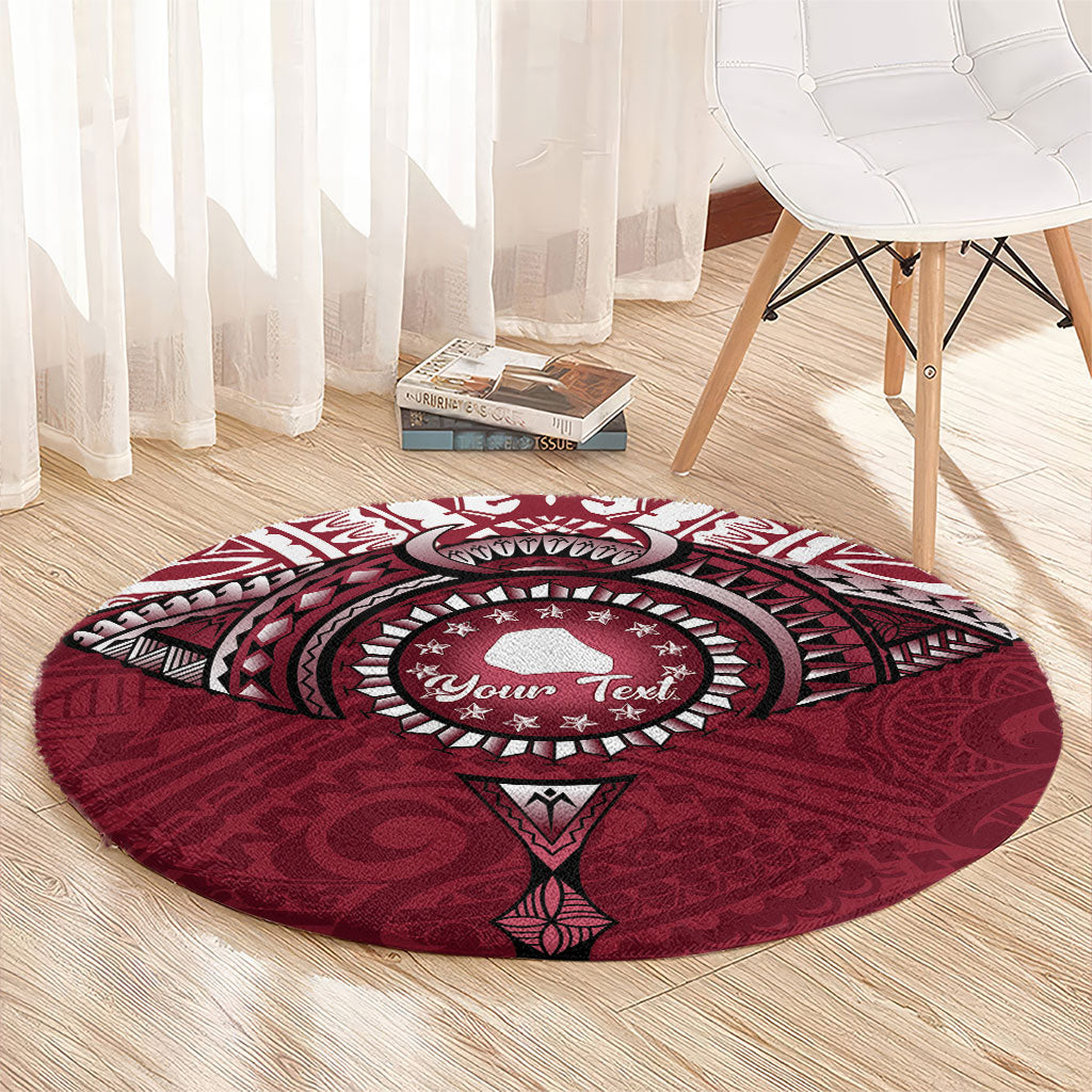 Personalised Cook Islands Mangaia Round Carpet Map With Kuki Airani Manta Ray Tattoo LT14 - Polynesian Pride