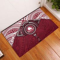 Personalised Cook Islands Mangaia Rubber Doormat Map With Kuki Airani Manta Ray Tattoo LT14 - Polynesian Pride