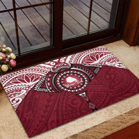 Personalised Cook Islands Mangaia Rubber Doormat Map With Kuki Airani Manta Ray Tattoo LT14 - Polynesian Pride