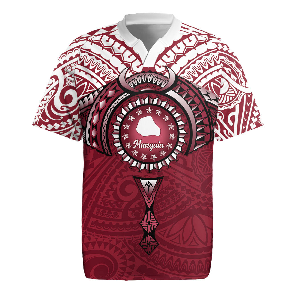 Personalised Cook Islands Mangaia Rugby Jersey Map With Kuki Airani Manta Ray Tattoo LT14 Maroon - Polynesian Pride