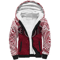 Personalised Cook Islands Mangaia Sherpa Hoodie Map With Kuki Airani Manta Ray Tattoo LT14 Unisex Maroon - Polynesian Pride