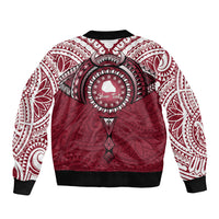 Personalised Cook Islands Mangaia Sleeve Zip Bomber Jacket Map With Kuki Airani Manta Ray Tattoo LT14 - Polynesian Pride