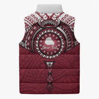 Personalised Cook Islands Mangaia Sleeveless Puffer Jacket Map With Kuki Airani Manta Ray Tattoo LT14 - Polynesian Pride