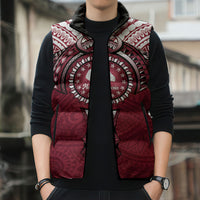 Personalised Cook Islands Mangaia Sleeveless Puffer Jacket Map With Kuki Airani Manta Ray Tattoo LT14 - Polynesian Pride