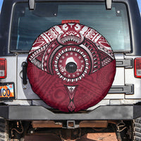 Personalised Cook Islands Mangaia Spare Tire Cover Map With Kuki Airani Manta Ray Tattoo LT14 Maroon - Polynesian Pride