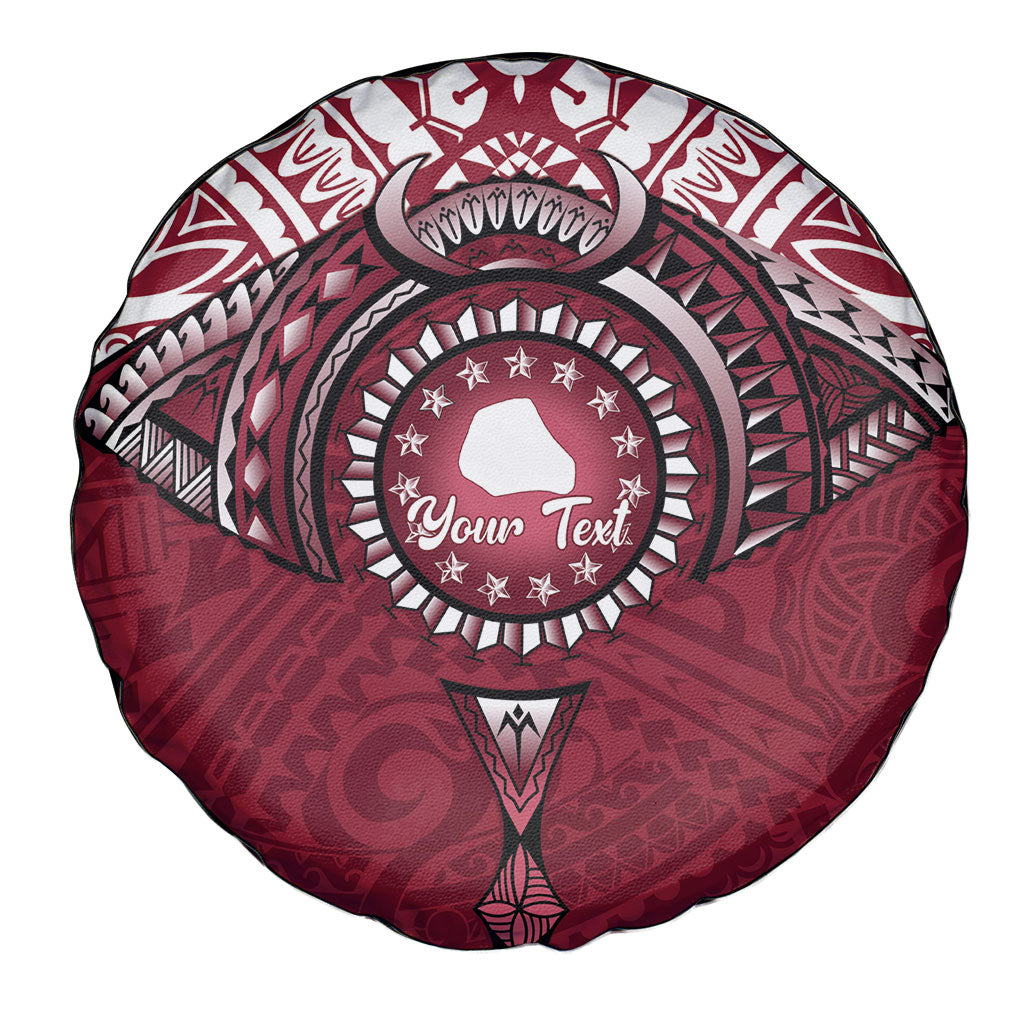Personalised Cook Islands Mangaia Spare Tire Cover Map With Kuki Airani Manta Ray Tattoo LT14 - Polynesian Pride