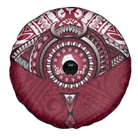 Personalised Cook Islands Mangaia Spare Tire Cover Map With Kuki Airani Manta Ray Tattoo LT14 - Polynesian Pride