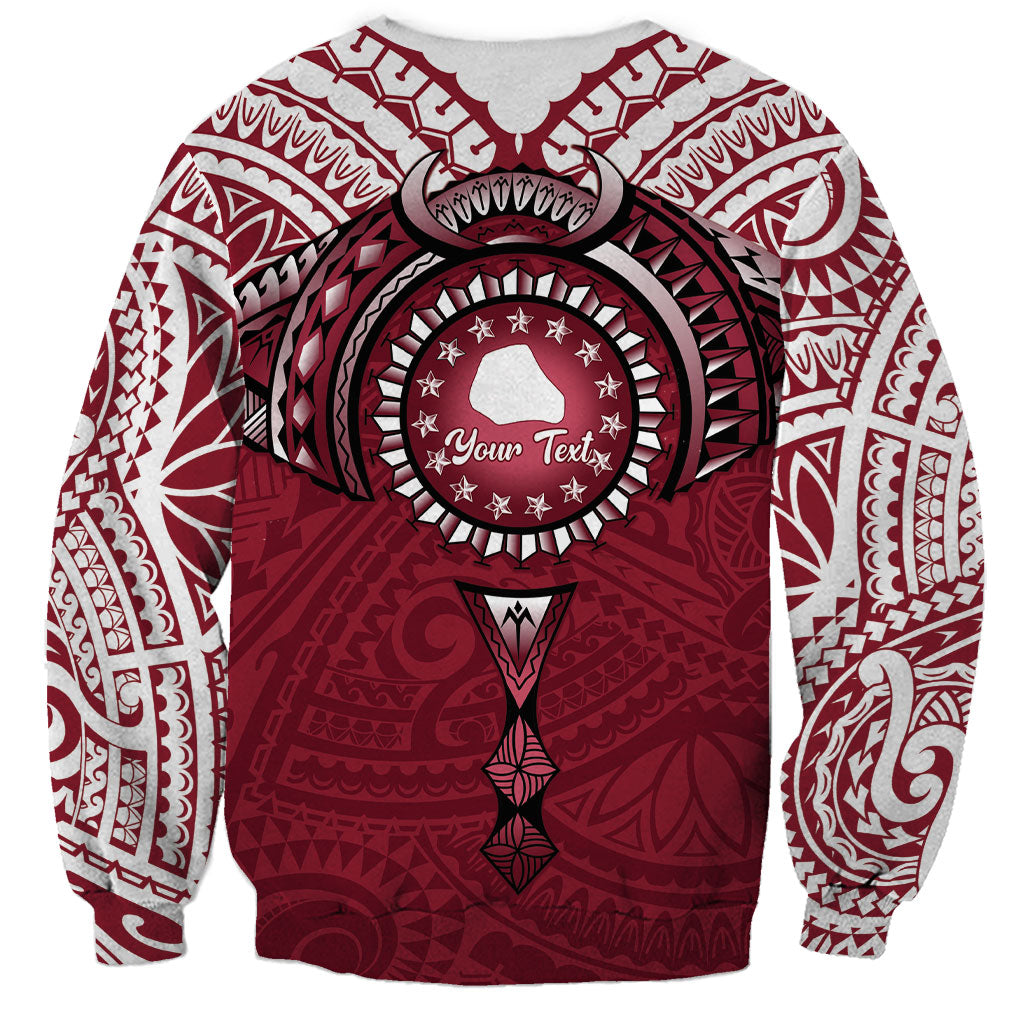 Personalised Cook Islands Mangaia Sweatshirt Map With Kuki Airani Manta Ray Tattoo LT14 - Polynesian Pride