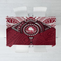 Personalised Cook Islands Mangaia Tablecloth Map With Kuki Airani Manta Ray Tattoo LT14 Maroon - Polynesian Pride