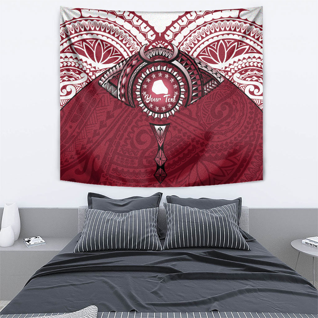 Personalised Cook Islands Mangaia Tapestry Map With Kuki Airani Manta Ray Tattoo LT14 - Polynesian Pride