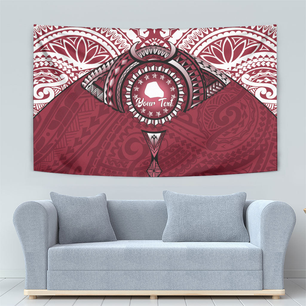 Personalised Cook Islands Mangaia Tapestry Map With Kuki Airani Manta Ray Tattoo LT14 - Polynesian Pride