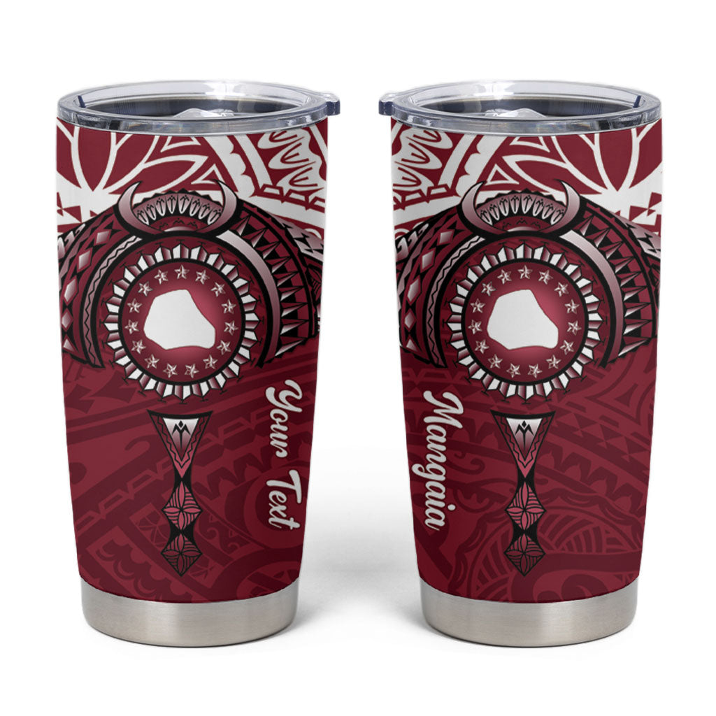Personalised Cook Islands Mangaia Tumbler Cup Map With Kuki Airani Manta Ray Tattoo LT14 Maroon - Polynesian Pride