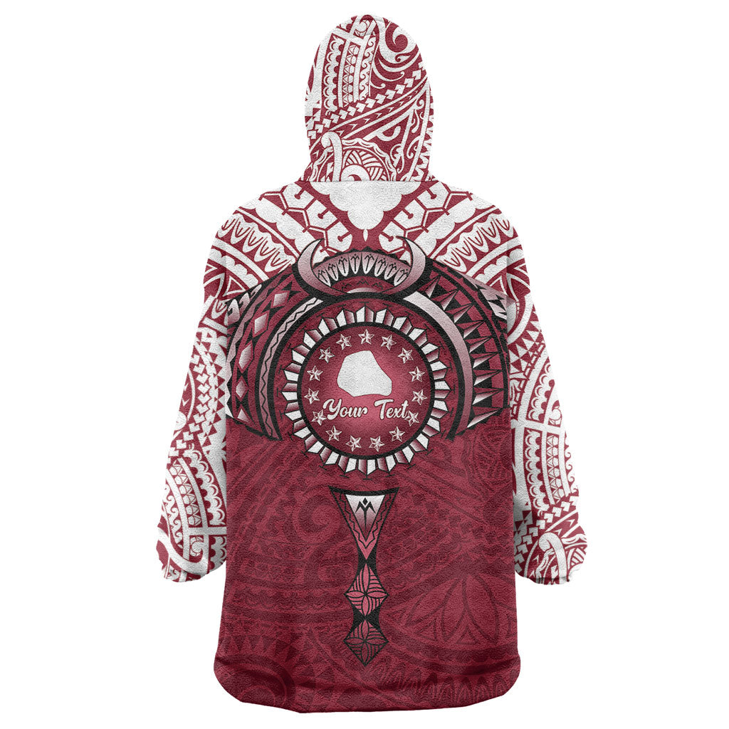 Personalised Cook Islands Mangaia Wearable Blanket Hoodie Map With Kuki Airani Manta Ray Tattoo LT14 - Polynesian Pride