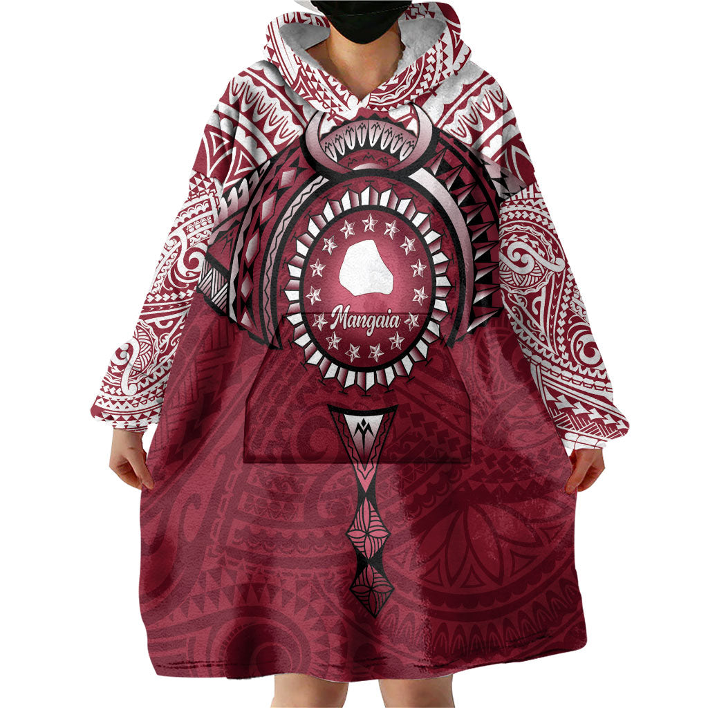Personalised Cook Islands Mangaia Wearable Blanket Hoodie Map With Kuki Airani Manta Ray Tattoo LT14 - Polynesian Pride