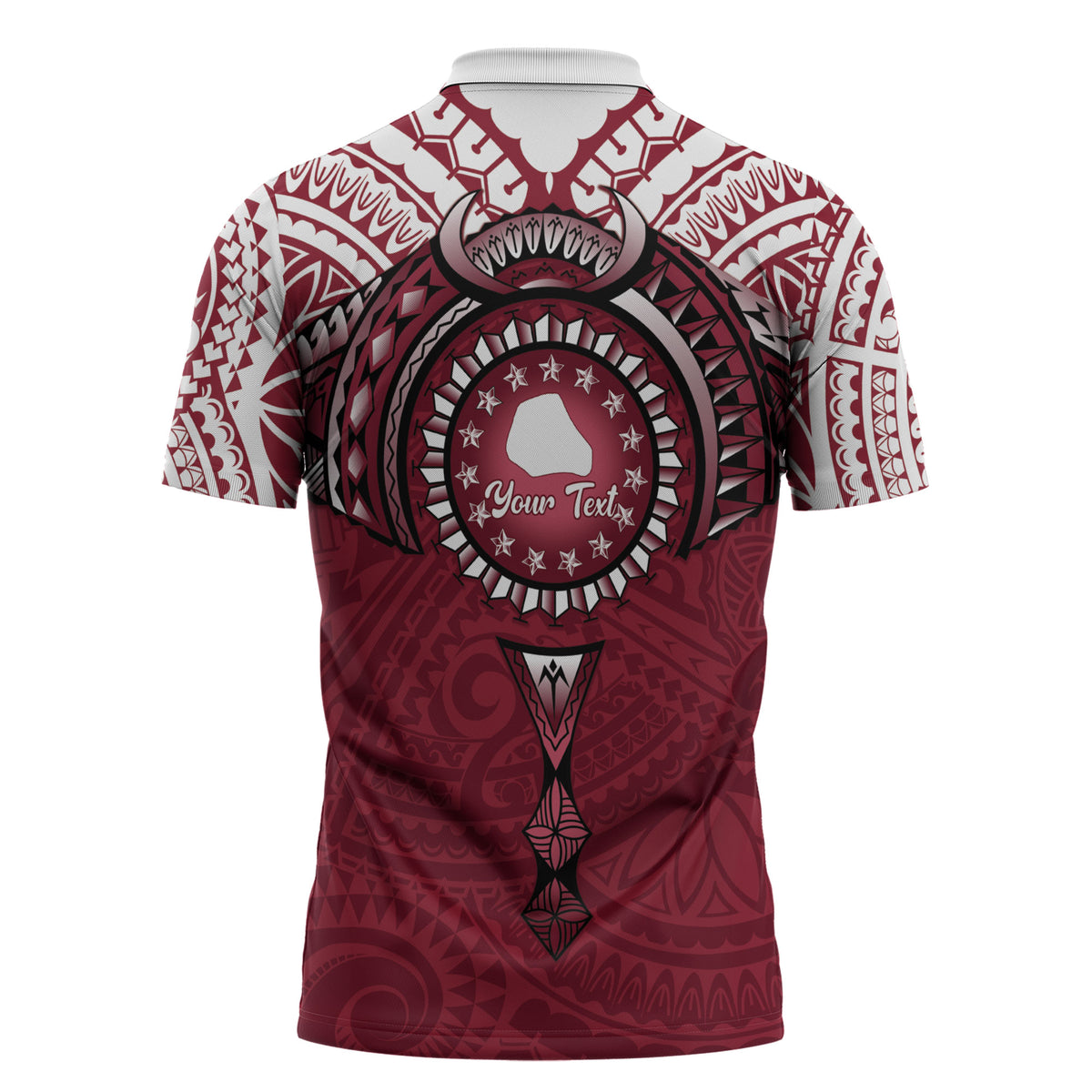 Personalised Cook Islands Mangaia Zipper Polo Shirt Map With Kuki Airani Manta Ray Tattoo LT14 - Polynesian Pride