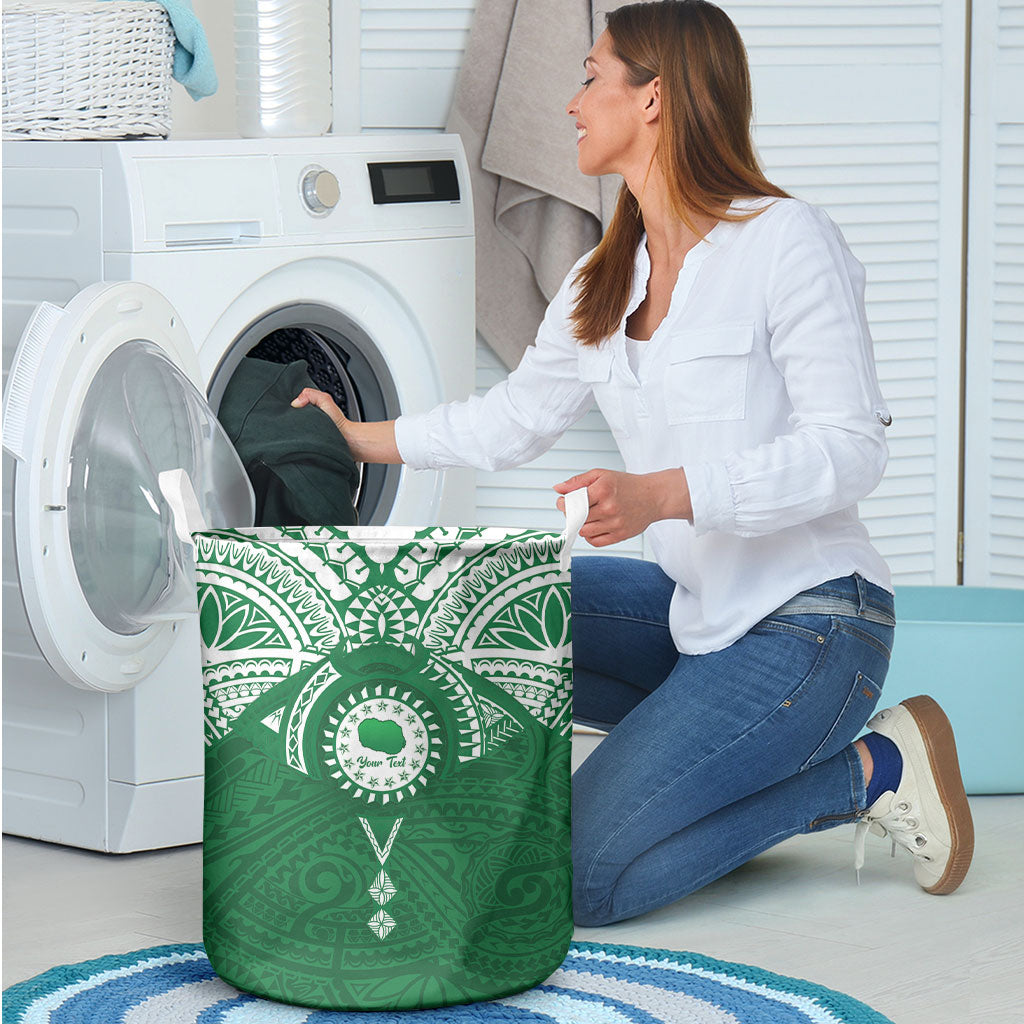 Personalised Cook Islands Rarotonga Laundry Basket Map With Kuki Airani Manta Ray Tattoo LT14 - Polynesian Pride