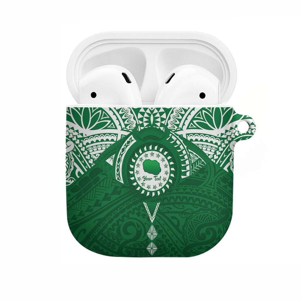 Personalised Cook Islands Rarotonga AirPods Case Map With Kuki Airani Manta Ray Tattoo