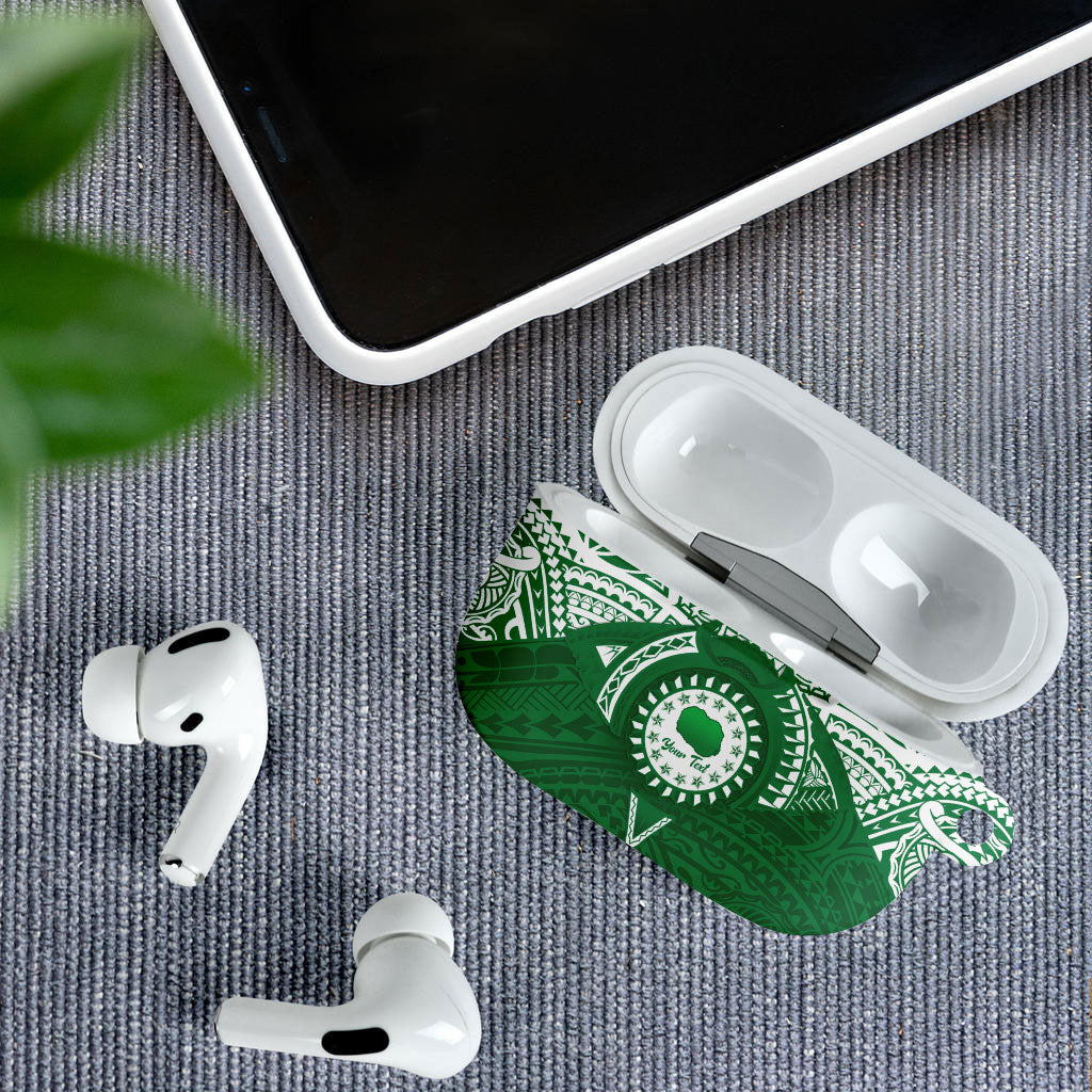 Personalised Cook Islands Rarotonga AirPods Case Map With Kuki Airani Manta Ray Tattoo LT14 - Polynesian Pride