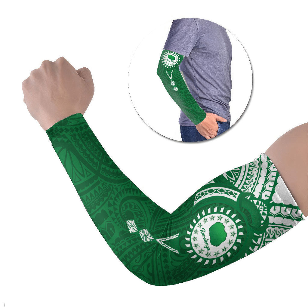 Personalised Cook Islands Rarotonga Arm Sleeves Map With Kuki Airani Manta Ray Tattoo