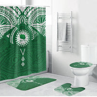 Personalised Cook Islands Rarotonga Bathroom Set Map With Kuki Airani Manta Ray Tattoo LT14 Bathroom Set (4 pcs) Green - Polynesian Pride