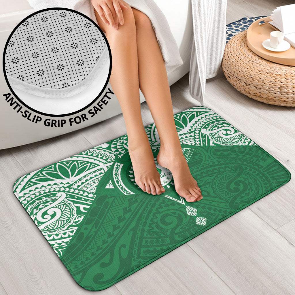 Personalised Cook Islands Rarotonga Bathroom Set Map With Kuki Airani Manta Ray Tattoo LT14 - Polynesian Pride