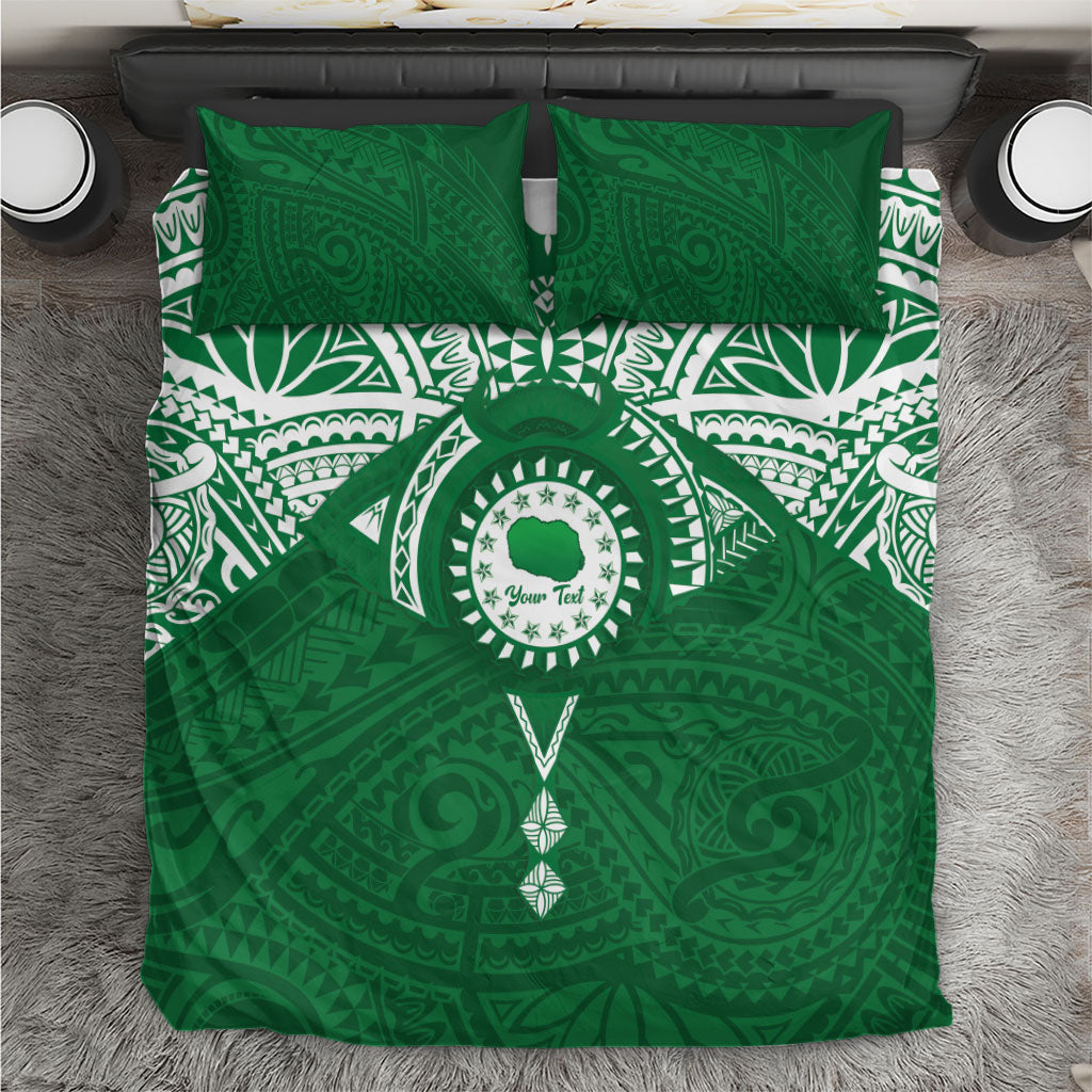 Personalised Cook Islands Rarotonga Bedding Set Map With Kuki Airani Manta Ray Tattoo