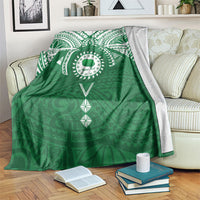 Personalised Cook Islands Rarotonga Blanket Map With Kuki Airani Manta Ray Tattoo LT14 Green - Polynesian Pride