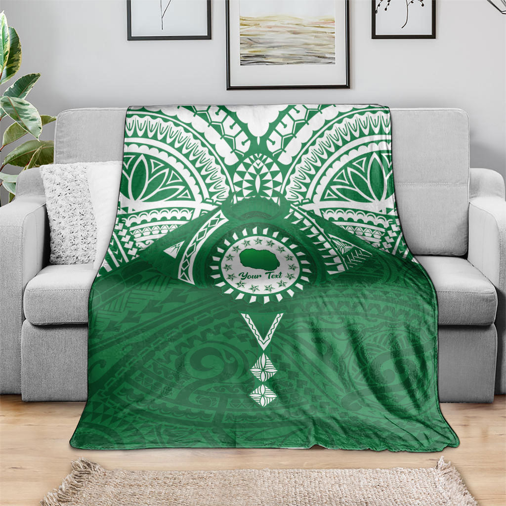 Personalised Cook Islands Rarotonga Blanket Map With Kuki Airani Manta Ray Tattoo LT14 - Polynesian Pride
