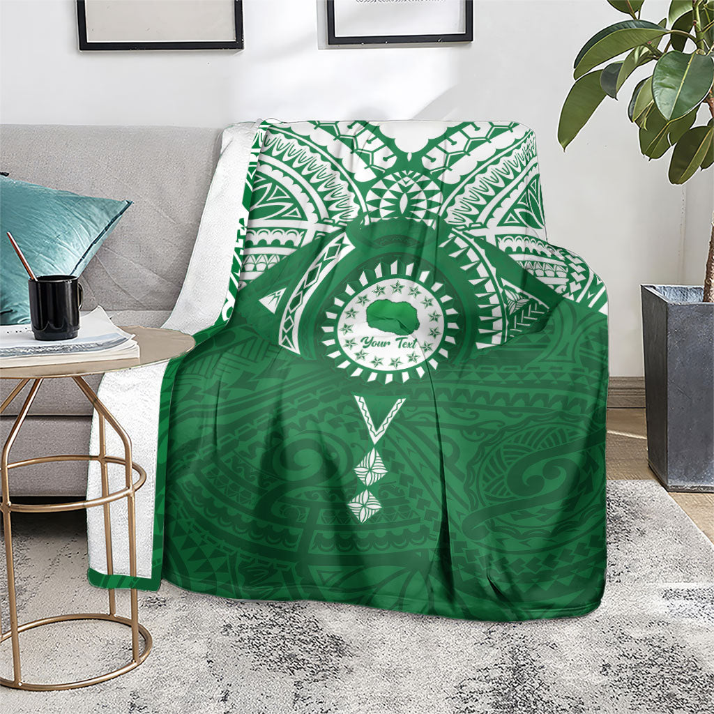 Personalised Cook Islands Rarotonga Blanket Map With Kuki Airani Manta Ray Tattoo LT14 - Polynesian Pride