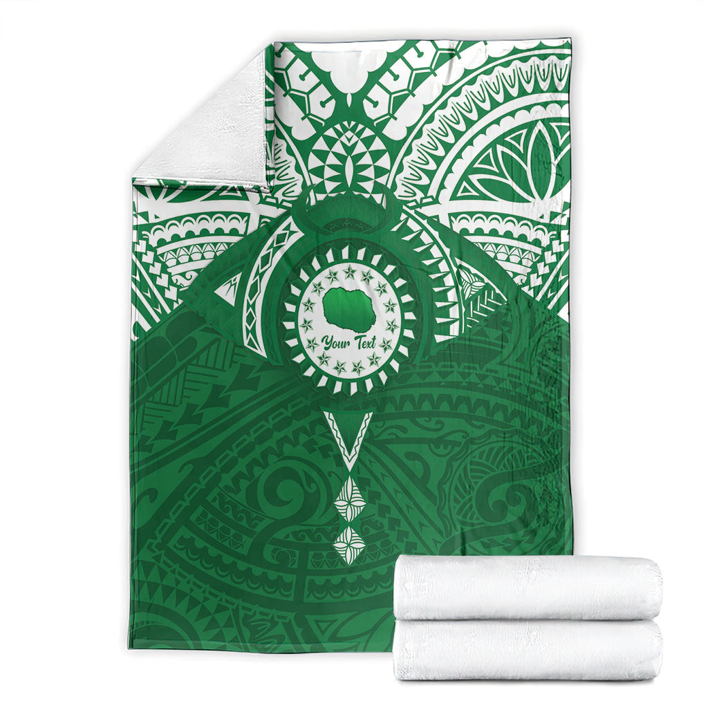Personalised Cook Islands Rarotonga Blanket Map With Kuki Airani Manta Ray Tattoo LT14 - Polynesian Pride