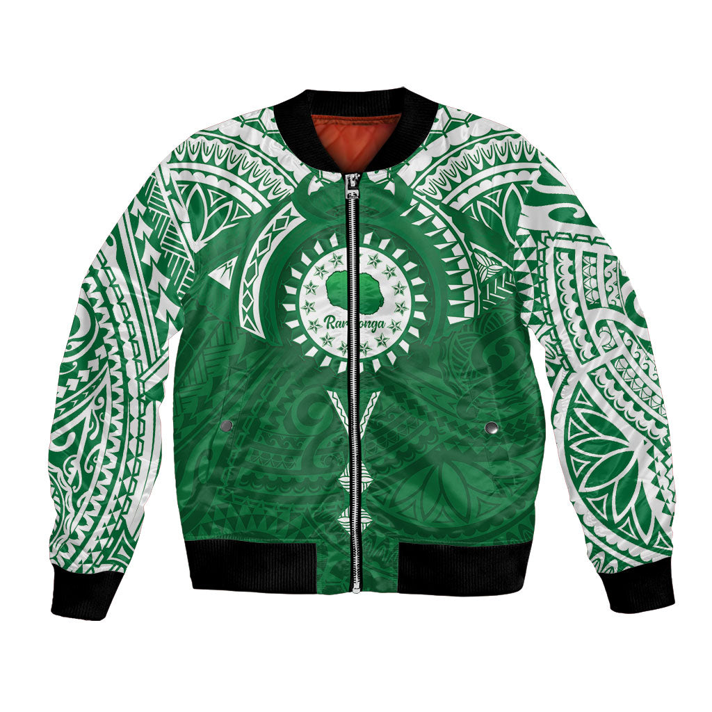 Personalised Cook Islands Rarotonga Bomber Jacket Map With Kuki Airani Manta Ray Tattoo