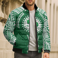 Personalised Cook Islands Rarotonga Bomber Puffer Jacket Map With Kuki Airani Manta Ray Tattoo LT14 - Polynesian Pride