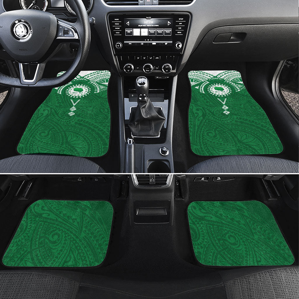 Personalised Cook Islands Rarotonga Car Mats Map With Kuki Airani Manta Ray Tattoo LT14 Set 4pcs Green - Polynesian Pride