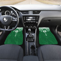 Personalised Cook Islands Rarotonga Car Mats Map With Kuki Airani Manta Ray Tattoo LT14 Set 2pcs - Front Green - Polynesian Pride