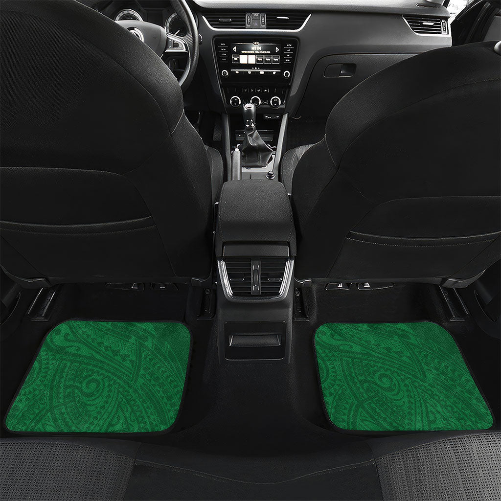 Personalised Cook Islands Rarotonga Car Mats Map With Kuki Airani Manta Ray Tattoo LT14 Set 2pcs - Back Green - Polynesian Pride
