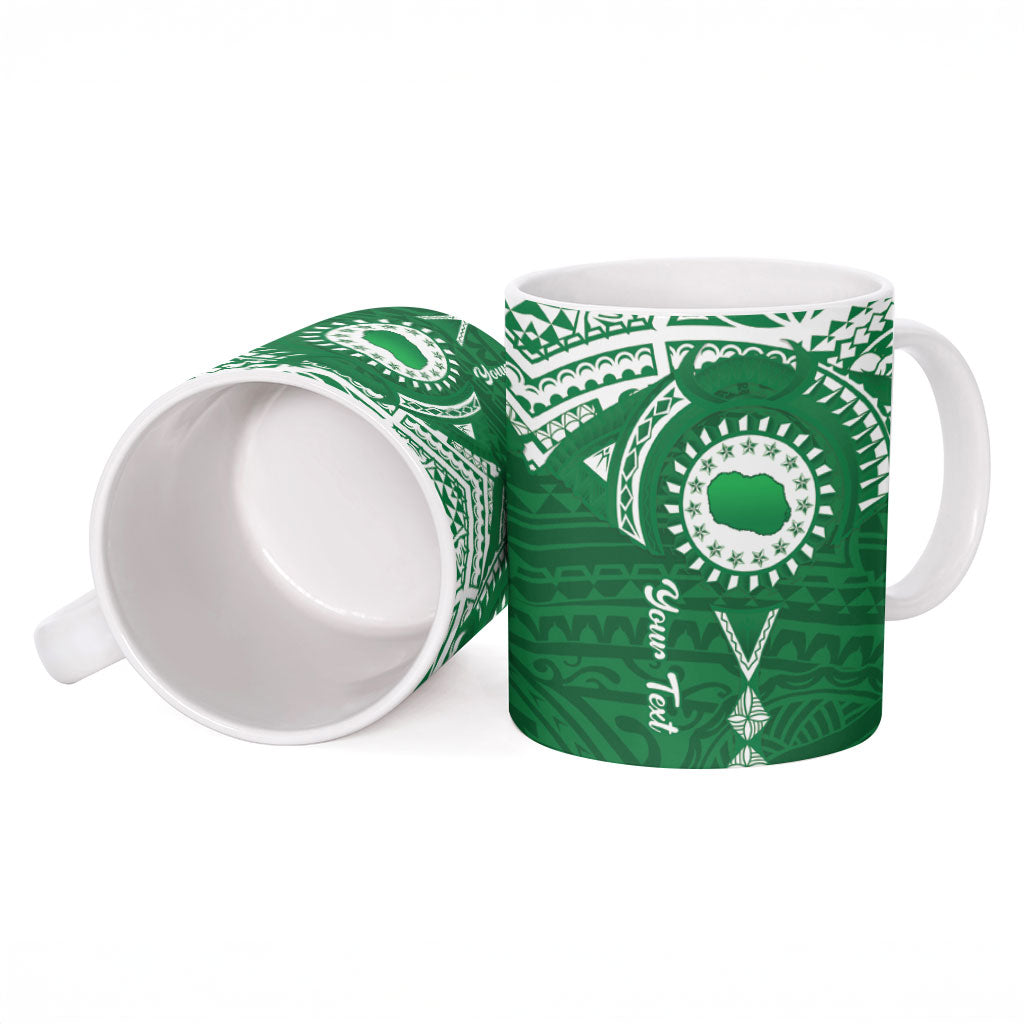 Personalised Cook Islands Rarotonga Ceramic Mug Map With Kuki Airani Manta Ray Tattoo LT14 - Polynesian Pride