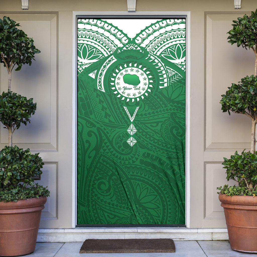 Personalised Cook Islands Rarotonga Door Cover Map With Kuki Airani Manta Ray Tattoo