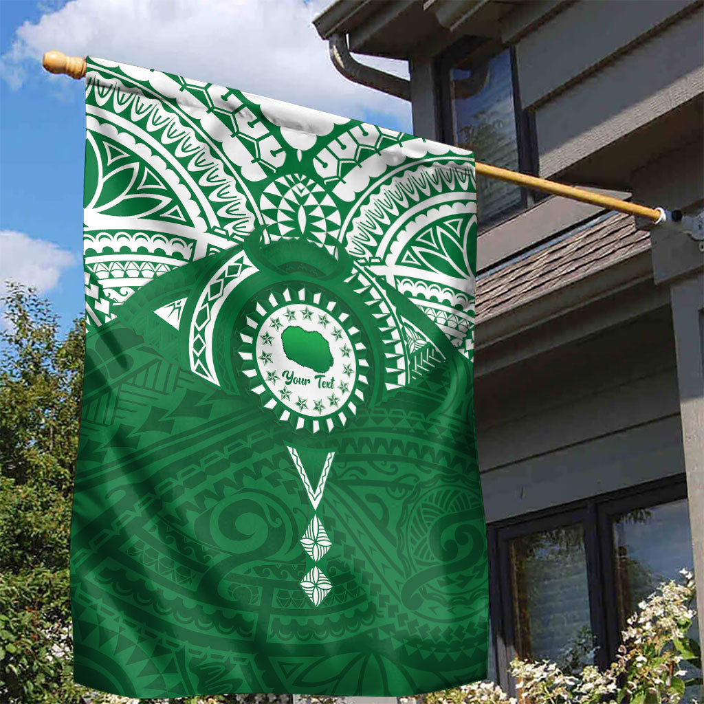 Personalised Cook Islands Rarotonga Garden Flag Map With Kuki Airani Manta Ray Tattoo LT14 - Polynesian Pride