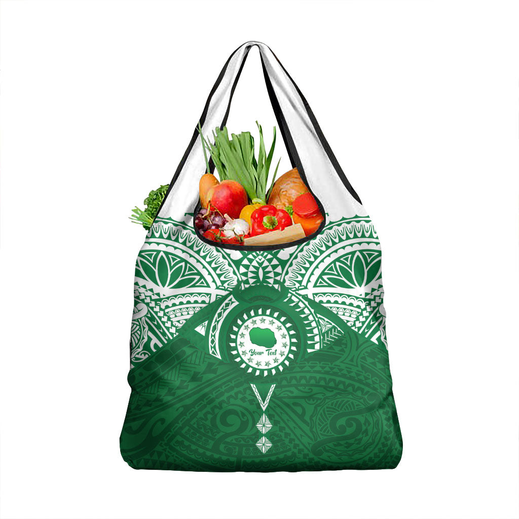 Personalised Cook Islands Rarotonga Grocery Bag Map With Kuki Airani Manta Ray Tattoo