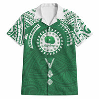 Personalised Cook Islands Rarotonga Hawaiian Shirt Map With Kuki Airani Manta Ray Tattoo LT14 Green - Polynesian Pride