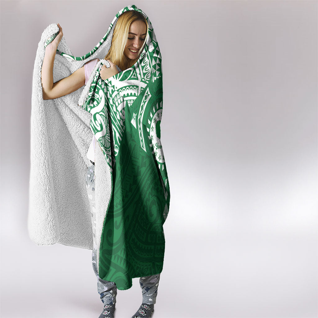Personalised Cook Islands Rarotonga Hooded Blanket Map With Kuki Airani Manta Ray Tattoo LT14 - Polynesian Pride