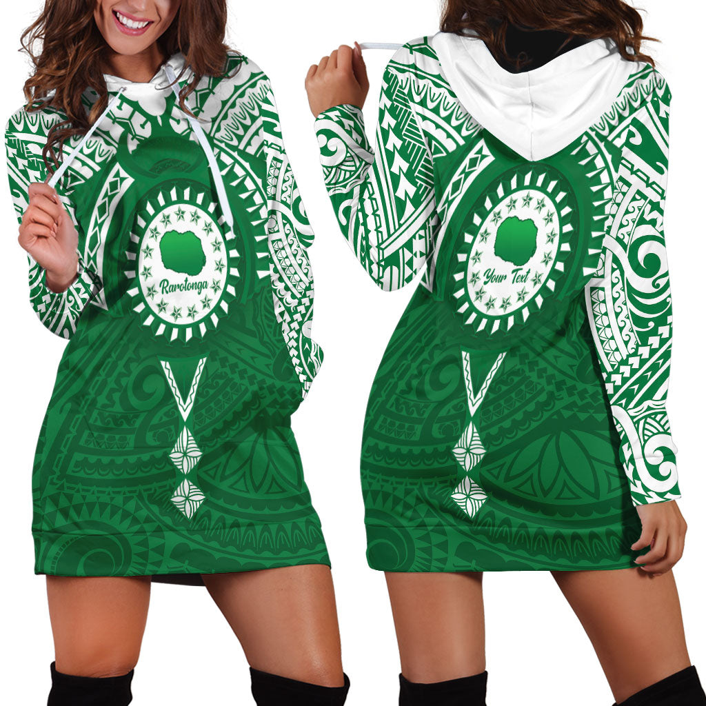Personalised Cook Islands Rarotonga Hoodie Dress Map With Kuki Airani Manta Ray Tattoo LT14 - Polynesian Pride